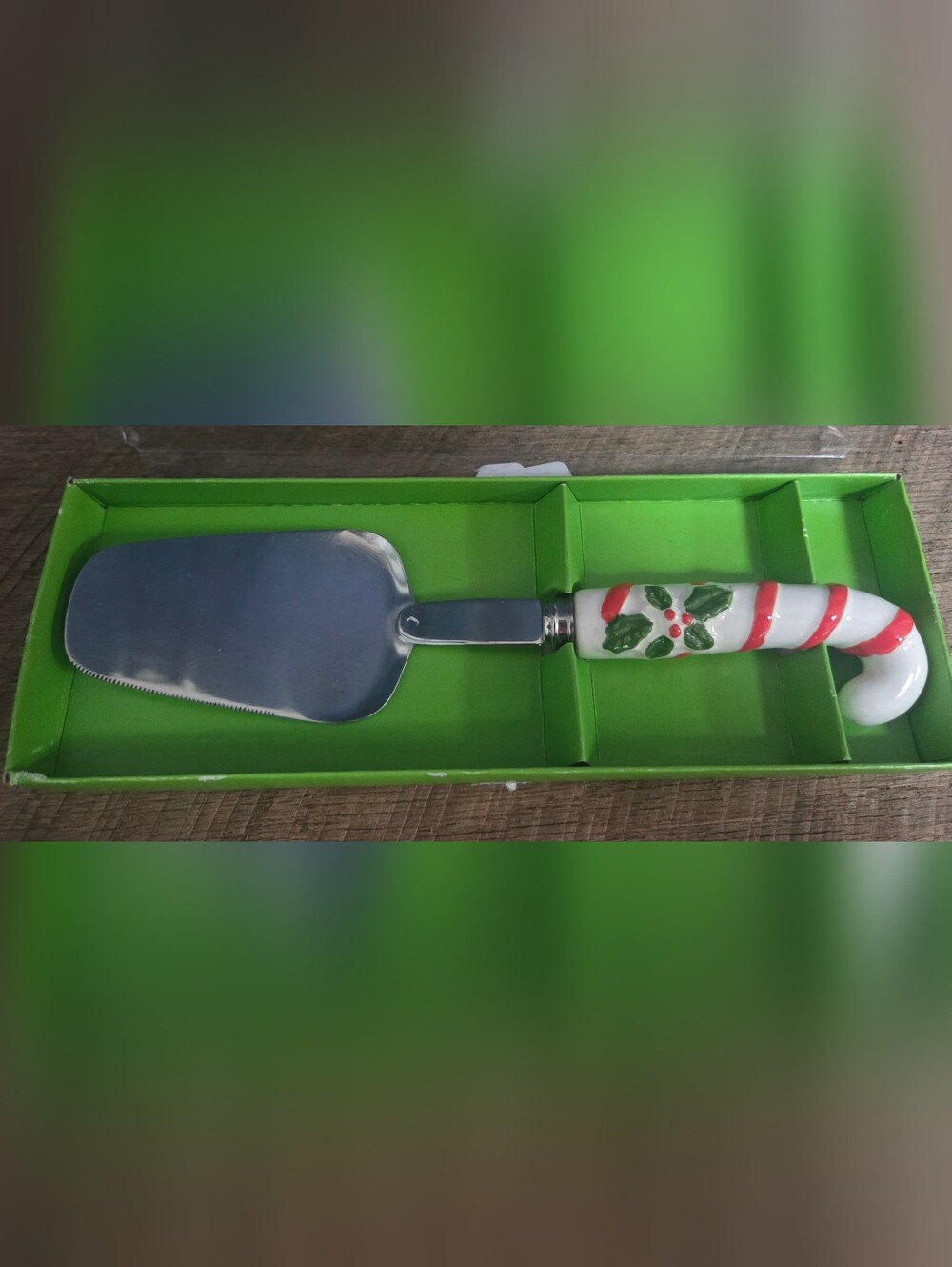 NIB Vintage 1980's Macy's "All the Trimmings" Candy Cane Cake Server Bin U